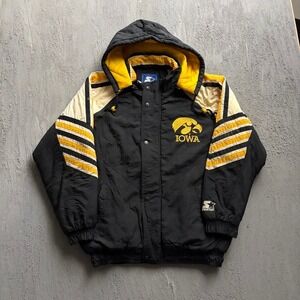 Vintage Iowa Hawkeyes Jacket Small Black 1990s NCAA Puffer Starter